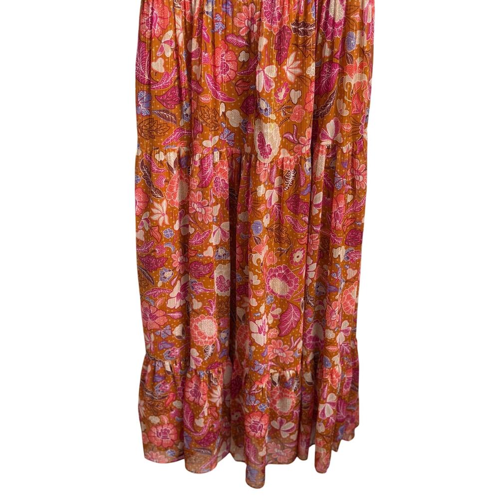 Ann Taylor Floral Print Flutter Sleeve V-Neck Maxi Dress Brown Multi Women's 0 - Picture 12 of 12